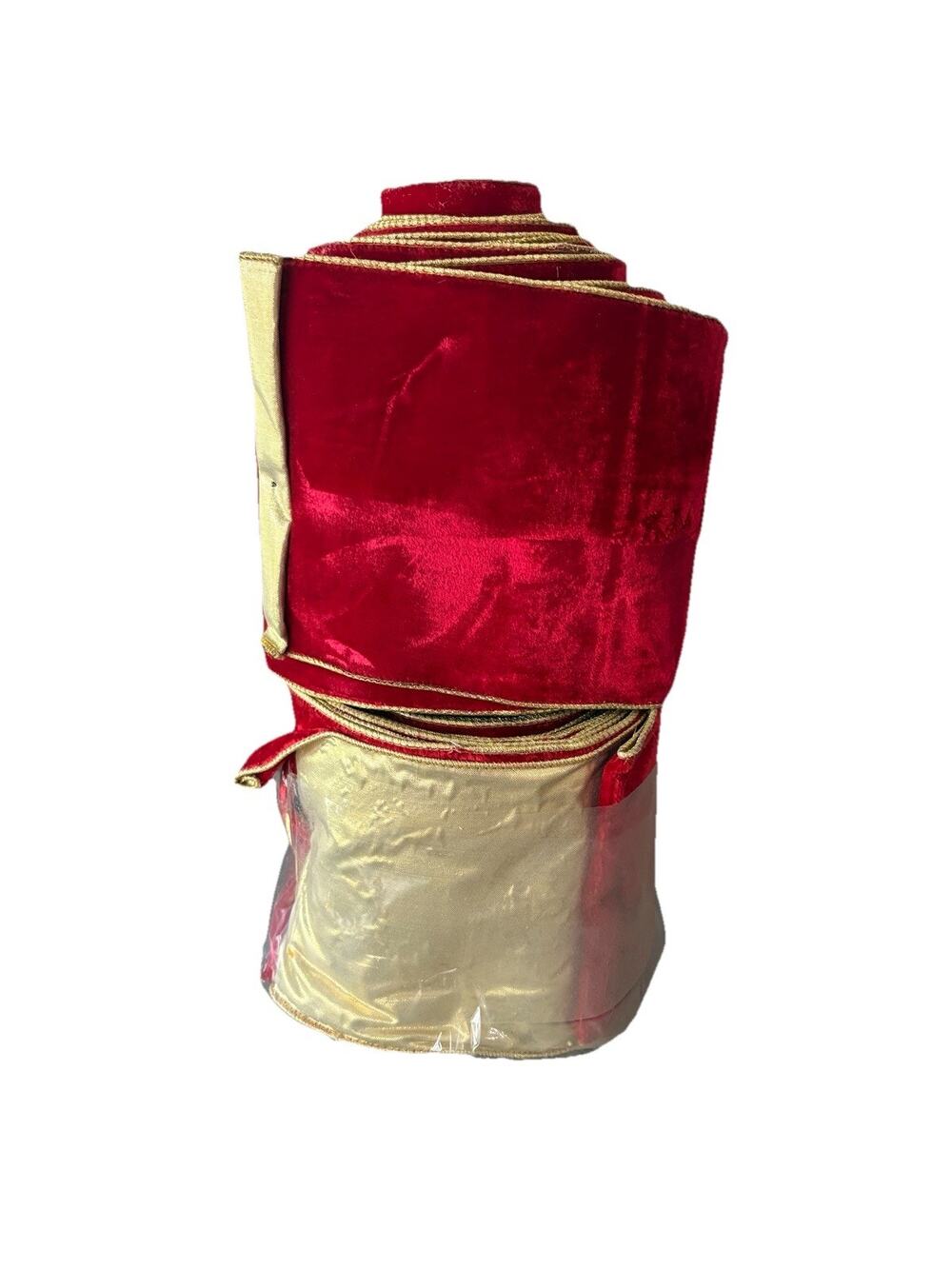 Designer Deluxe Red Gold Velvet Wired Ribbon Lot 2 Rolls 6” Christmas